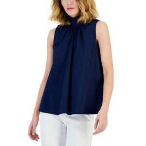 I.N.C. International Concepts Navy Blue Sleeveless Mock-Neck Blouse NWT
